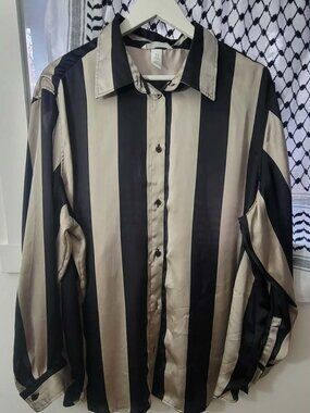 XL Silky Striped button up shirt by H&M - Like new!